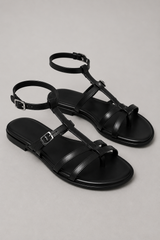 Sandalias de piel con cordones