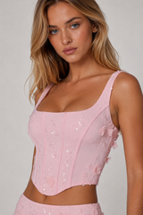 Minifalda Rosa Adornada.