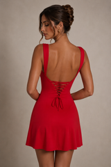 Marlene Minivestido rojo con lazo en la espalda