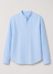 Camisa Monaco de cuello mao confeccionada en 100% lino.