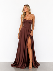 Vestido Largo Corsé Satinado