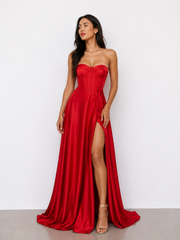 Vestido Largo Corsé Satinado