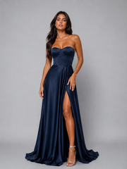 Vestido Largo Corsé Satinado