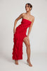 Melisa Vestido largo tipo bandeau con detalle de volantes en color rojo. 56,95 €