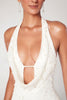 Versailles Deep Plunge Embellished Mini Dress in White