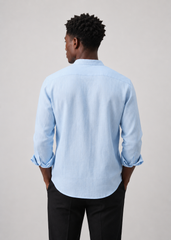 Camisa Monaco de cuello mao confeccionada en 100% lino.