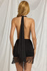 Nerelle Minivestido negro con cuello halter